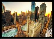 Quadro Decorativo Cidades Chicago Estados Unidos Beleza Paisagem Quartos Salas Com Moldura RC059