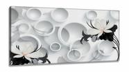 Quadro Decorativo Circulos e Flores Estilo 3d em Tecido canvas 130x60 Quadro Decorativo Circulos e Flores Estilo 3d em Tecido canvas 130x60