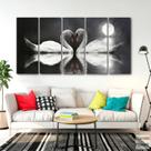 Quadro Decorativo Cisnes ao Luar -140x65 em tecido