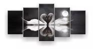 Quadro Decorativo Cisnes Apaixonados 129x61 Sala Quarto