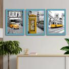 Quadro Decorativo City London Yellow + Vidro 33x25 3pç Sala