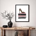 Quadro Decorativo Closet Sapato Livros - 70x50cm