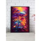 Quadro Decorativo Cogumelos Mágicos com Moldura E Acetato Tamanho A3