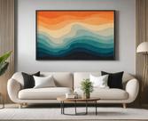 Quadro Decorativo com Moldura Abstrata em Camadas para Sala Quarto e Escritório Horizontal