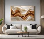 Quadro Decorativo com Moldura Abstrato Curvas 3D para Sala de Estar, Quarto e Escritório, Hall Horizontal