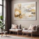Quadro Decorativo com Moldura Abstrato Flor Lotus para Sala Quarto e Escritório Horizontal