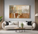 Quadro Decorativo com Moldura Abstrato Terracota para Sala Quarto e Escritório Horizontal Quadro Decorativo com Moldura Abstrato Terracota para Sala Quarto e Escritório Horizontal