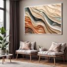 Quadro Decorativo com Moldura Abstrato Tons Moderno para Sala Quarto e Escritório Horizontal
