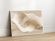 Quadro Decorativo com Moldura Acrilico Cristal Luxo Vidro Abstrato Linho Areia para Sala de Estar, Quarto e Escritório, Hall Horizontal