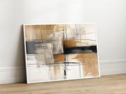 Quadro Decorativo com Moldura Acrilico Cristal Luxo Vidro Abstrato Rustico para Sala de Estar, Quarto e Escritório, Hall Horizontal