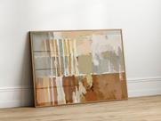 Quadro Decorativo com Moldura Acrilico Cristal Luxo Vidro Abstrato Terracota para Sala de Estar, Quarto e Escritório, Hall Horizontal