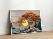 Quadro Decorativo com Moldura Acrilico Cristal Luxo Vidro Árvore da Vida Dourada para Sala de Estar, Quarto e Escritório, Hall Horizontal Quadro Decorativo com Moldura Acrilico Cristal Luxo Vidro Árvore da Vida Dourada para Sala de Estar, Quarto e Escritório, Hall Horizontal