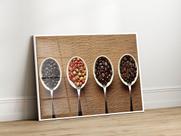 Quadro Decorativo com Moldura Acrilico Cristal Luxo Vidro Colheres Tempero Cozinha para Sala de Estar, Quarto e Escritório, Hall Horizontal