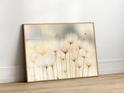 Quadro Decorativo com Moldura Acrilico Cristal Luxo Vidro Floral Minimalista Tons Claros para Sala de Estar, Quarto e Escritório, Hall Horizontal