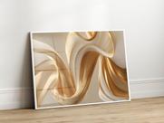 Quadro Decorativo com Moldura Acrilico Cristal Luxo Vidro Ondas Douradas Luxo para Sala de Estar, Quarto e Escritório, Hall Horizontal Quadro Decorativo com Moldura Acrilico Cristal Luxo Vidro Ondas Douradas Luxo para Sala de Estar, Quarto e Escritório, Hall Horizontal