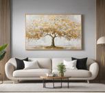 Quadro Decorativo com Moldura Arvore Fortuna Gold para Sala de Estar, Quarto e Escritório, Hall Horizontal