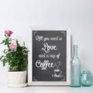 Quadro Decorativo com Moldura Branca Amor e Café 33x43cm Quadro Decorativo com Moldura Branca Amor e Café 33x43cm