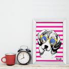 Quadro Decorativo com Moldura Branca Cachorro Beagle 22x32cm Quadro Decorativo com Moldura Branca Cachorro Beagle 22x32cm