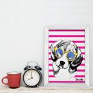 Quadro Decorativo com Moldura Branca Cachorro Beagle 33x43cm Quadro Decorativo com Moldura Branca Cachorro Beagle 33x43cm