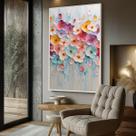 Quadro Decorativo com Moldura Caixa Abstrato Flores Pasteis para parede Sala, Quarto e Escritório