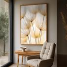 Quadro Decorativo com Moldura Caixa Arte Floral Minimalista para parede Sala, Quarto e Escritório