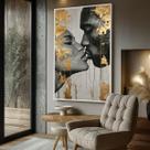 Quadro Decorativo com Moldura Caixa Casal Dourado para parede Sala, Quarto e Escritório