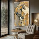 Quadro Decorativo com Moldura Caixa Cavalo Dourado para parede Sala, Quarto e Escritório