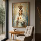 Quadro Decorativo com Moldura Caixa Nossa Senhora para parede Sala, Quarto e Escritório