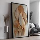 Quadro Decorativo com Moldura Caixa Trama Fibra Folhas para parede Sala, Quarto e Escritório