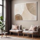 Quadro Decorativo com Moldura Circular Curvas Marrom para Sala de Estar, Quarto e Escritório, Hall Horizontal Quadro Decorativo com Moldura Circular Curvas Marrom para Sala de Estar, Quarto e Escritório, Hall Horizontal
