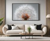 Quadro Decorativo com Moldura Dente de Leao para Sala Quarto e Escritório Horizontal