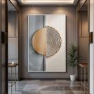 Quadro Decorativo com Moldura e Acrilico Cristal semelhante Vidro Abstrato Luxo Dourado para Sala de estar, Quarto, Hall e Escritório