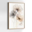 Quadro Decorativo com Moldura e Acrilico Cristal semelhante Vidro Flores Tons Pasteis para Sala de estar, Quarto, Hall e Escritório