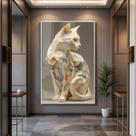Quadro Decorativo com Moldura e Acrilico Cristal semelhante Vidro Gato de Pedra para Sala de estar, Quarto, Hall e Escritório Quadro Decorativo com Moldura e Acrilico Cristal semelhante Vidro Gato de Pedra para Sala de estar, Quarto, Hall e Escritório