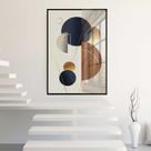 Quadro Decorativo com Moldura e Acrilico Cristal Vidro Abstrato Geomêtrico Marrom Sala Quarto Hall