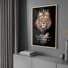 Quadro Decorativo com Moldura e Acrilico Cristal Vidro Leão de Judá Versículo Sala Quarto Hall