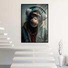 Quadro Decorativo com Moldura e Acrilico Cristal Vidro Macaco Rapper Fone Sala Quarto Hall