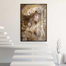 Quadro Decorativo com Moldura e Acrilico Cristal Vidro Mulher Arte Classica Dourada Sala Quarto Hall