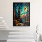 Quadro Decorativo com Moldura e Acrilico Cristal Vidro Paisagem Abstrata Vertical Big Ben Sala Quarto Hall