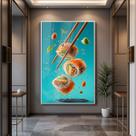 Quadro Decorativo com Moldura e Acrilico Cristal Vidro Sushi Bar Japonesa para Sala, Quarto e Escritório Tamanho:130x90