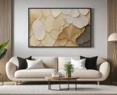 Quadro Decorativo com Moldura Folhagem Bege para Sala de Estar, Quarto e Escritório, Hall Horizontal