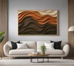 Quadro Decorativo com Moldura Marrom Bege Abstrato para Sala de Estar, Quarto e Escritório, Hall Horizontal Quadro Decorativo com Moldura Marrom Bege Abstrato para Sala de Estar, Quarto e Escritório, Hall Horizontal