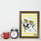 Quadro Decorativo com Moldura Marrom Cachorro Labrador 33x43cm