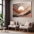 Quadro Decorativo com Moldura Montanha 3D Terracota para Sala Quarto e Escritório Horizontal Quadro Decorativo com Moldura Montanha 3D Terracota para Sala Quarto e Escritório Horizontal