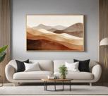 Quadro Decorativo com Moldura Montanhas Terrosos para Sala de Estar, Quarto e Escritório, Hall Horizontal