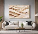 Quadro Decorativo com Moldura Ondas em Relevo para Sala Quarto e Escritório Horizontal