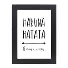 Quadro Decorativo Com Moldura Preta e Vidro Frase Hakuna Matata 36x26,5 Mdf Adesivado Quadro Decorativo Com Moldura Preta e Vidro Frase Hakuna Matata 36x26,5 Mdf Adesivado