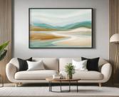 Quadro Decorativo com Moldura Suave Tons Claros para Sala Quarto e Escritório Horizontal