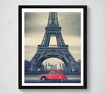 Quadro Decorativo Com Moldura Torre Eiffel Carro Vermelho