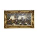Quadro Decorativo com Pintura Paisagem Pintada à Mão com Moldura Entalhada Dourada 84x143x7cm Quadro Decorativo com Pintura Paisagem Pintada à Mão com Moldura Entalhada Dourada 84x143x7cm